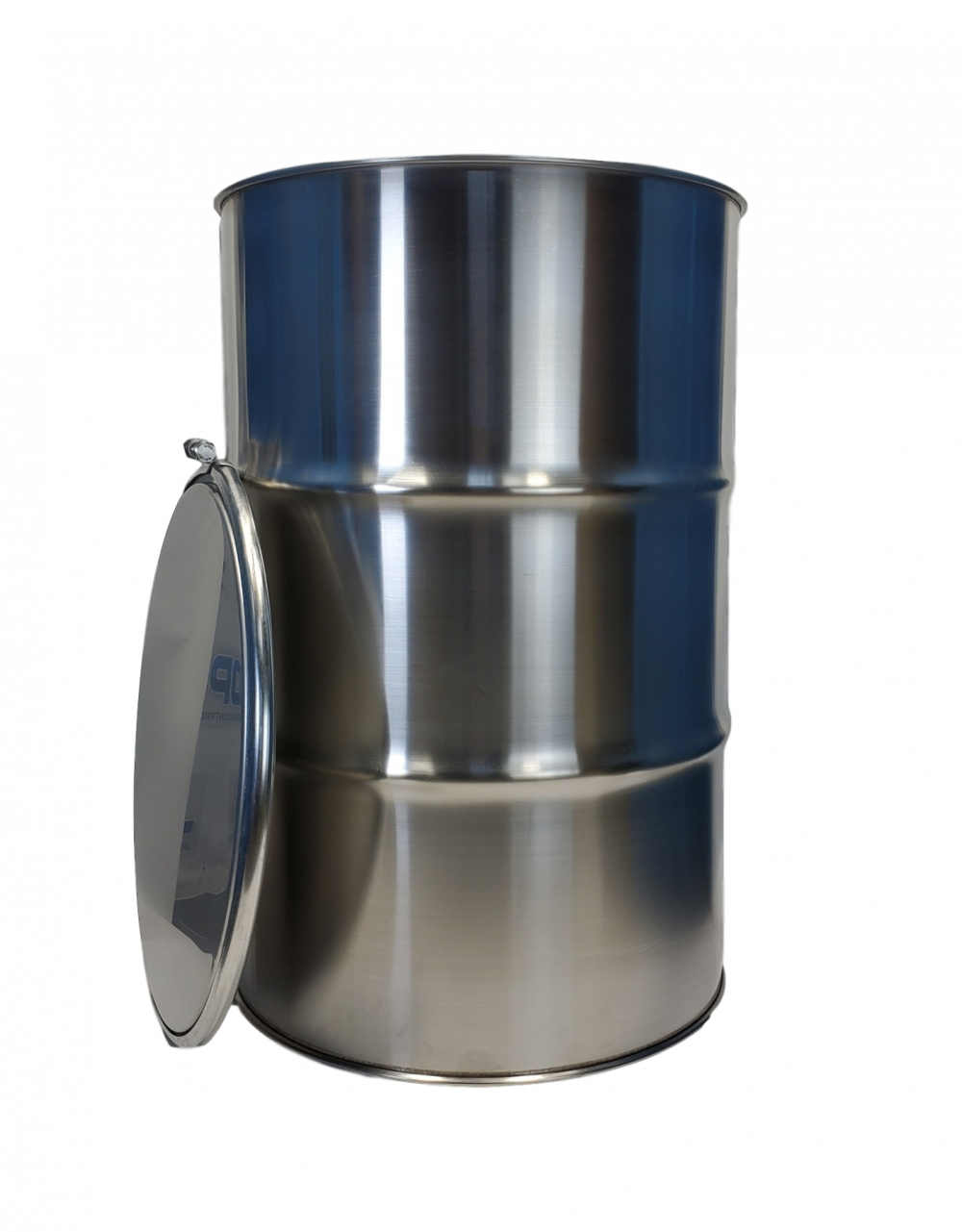 New 55 gallon open top stainless steel barrel