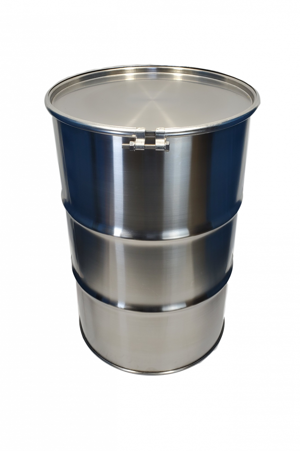 New 55 gallon open top stainless steel barrel